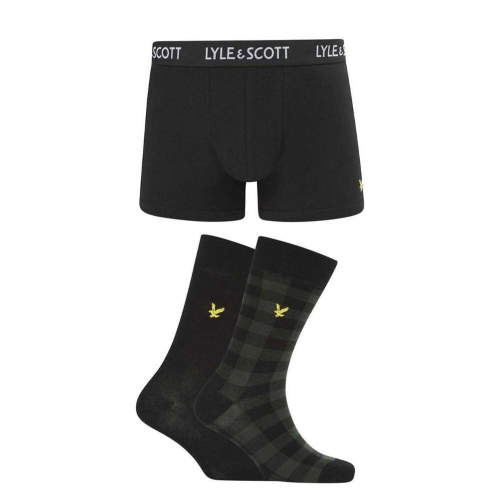 Lyle & Scott Mens Boxer Shorts Set / Black Check